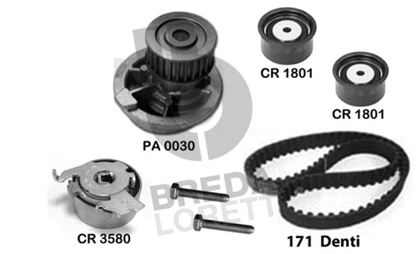 KPA0159A BREDA LORETT Водяной насос + комплект зубчатого ремня (фото 1)