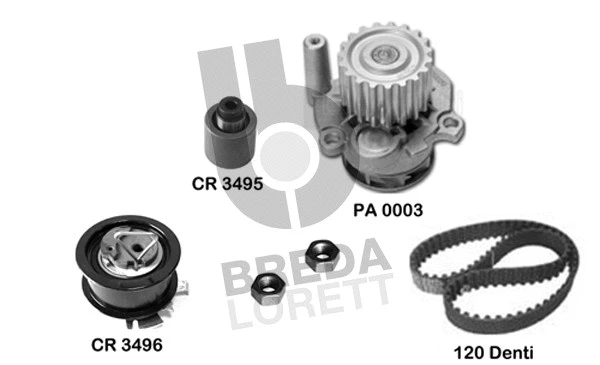 KPA0584A BREDA LORETT Водяной насос + комплект зубчатого ремня (фото 1)