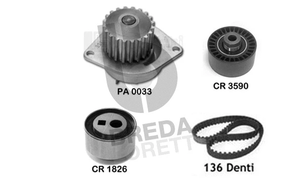 KPA0609A BREDA LORETT Водяной насос + комплект зубчатого ремня (фото 1)