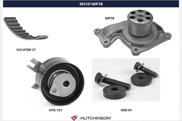 KH 101WP78 HUTCHINSON Водяной насос + комплект зубчатого ремня (фото 1)