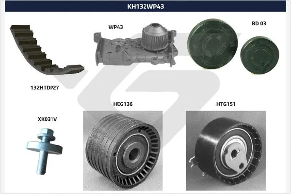 KH 132WP43 HUTCHINSON Водяной насос + комплект зубчатого ремня (фото 1)