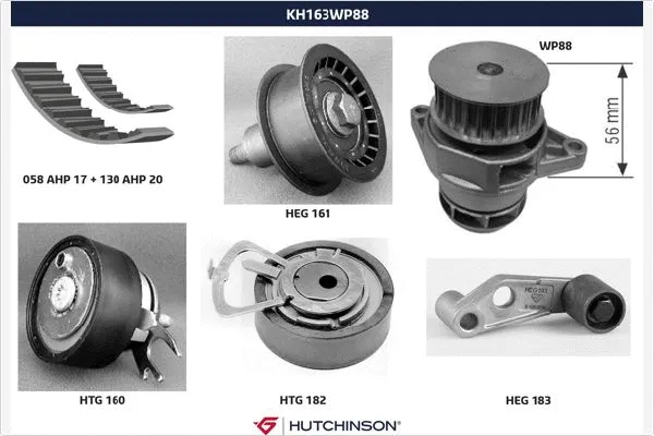 KH 163WP88 HUTCHINSON Водяной насос + комплект зубчатого ремня (фото 1)