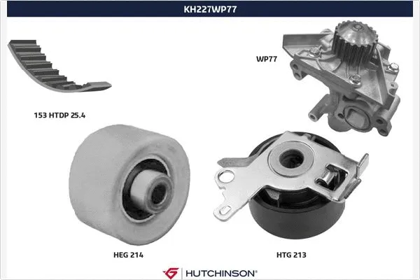 KH 227WP77 HUTCHINSON Водяной насос + комплект зубчатого ремня (фото 1)