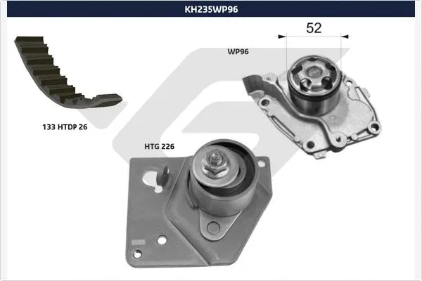 KH 235WP96 HUTCHINSON Водяной насос + комплект зубчатого ремня (фото 1)