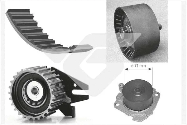 KH 277WP25 HUTCHINSON Водяной насос + комплект зубчатого ремня (фото 1)