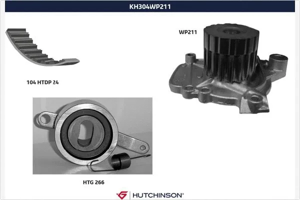 KH 304WP211 HUTCHINSON Водяной насос + комплект зубчатого ремня (фото 1)