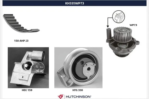 KH 335WP73 HUTCHINSON Водяной насос + комплект зубчатого ремня (фото 1)