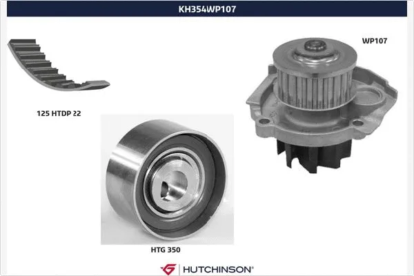 KH 354WP107 HUTCHINSON Водяной насос + комплект зубчатого ремня (фото 1)