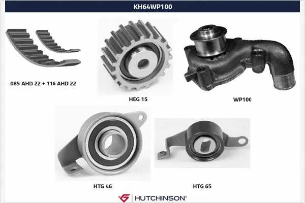 KH 64WP100 HUTCHINSON Водяной насос + комплект зубчатого ремня (фото 1)