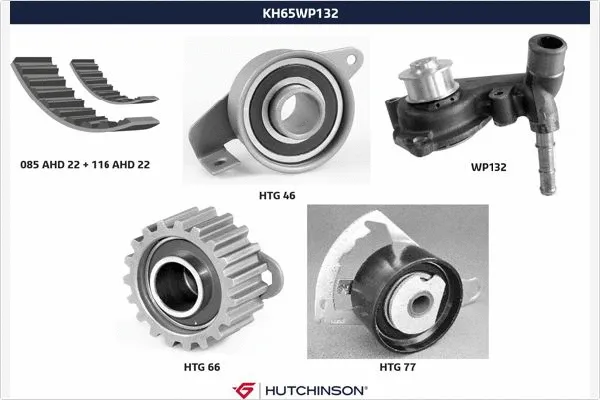 KH 65WP132 HUTCHINSON Водяной насос + комплект зубчатого ремня (фото 1)