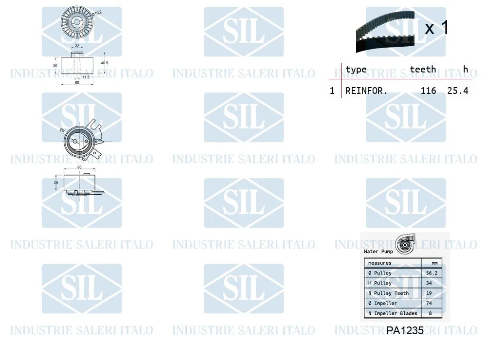 K1PA1235 SALERI Водяной насос + комплект зубчатого ремня (фото 2)