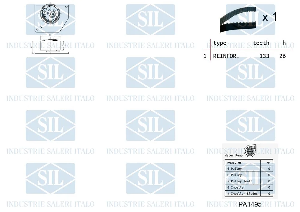 K1PA1495 SALERI Водяной насос + комплект зубчатого ремня (фото 2)