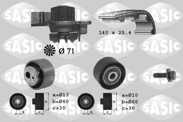 3900010 SASIC Водяной насос + комплект зубчатого ремня (фото 1)