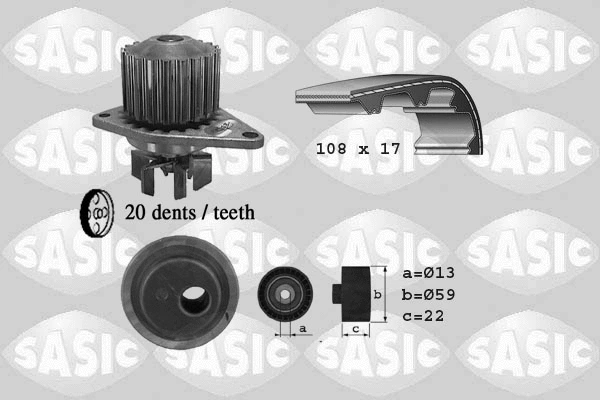 3900021 SASIC Водяной насос + комплект зубчатого ремня (фото 1)