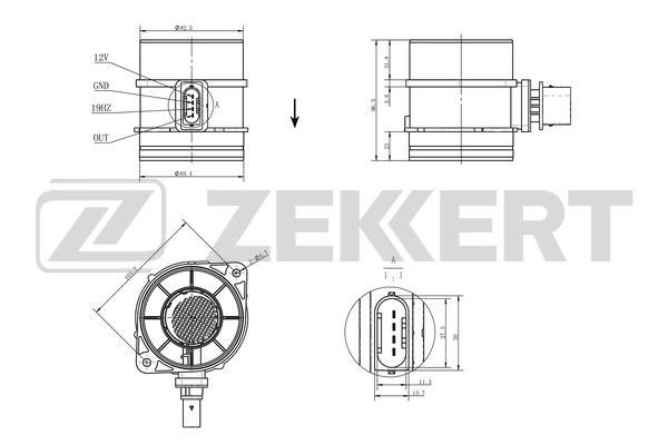 SE-1095 ZEKKERT Датчик, давление во впускной трубе (фото 1)