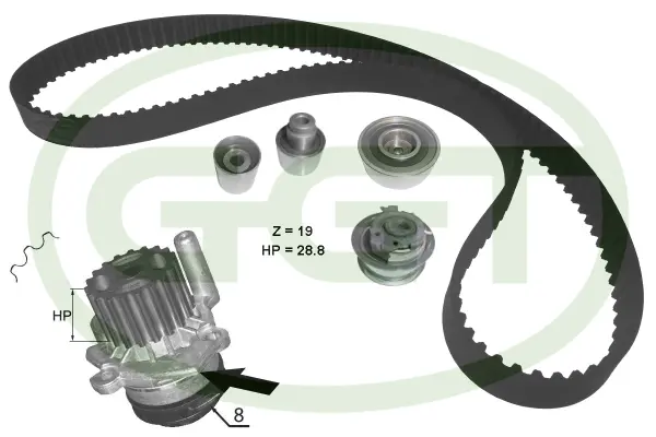 KPA20100 GGT Водяной насос + комплект зубчатого ремня (фото 1)