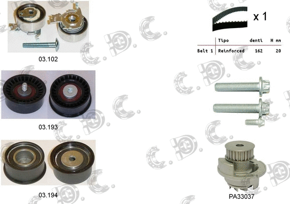 04.5037PA AUTOKIT Водяной насос + комплект зубчатого ремня (фото 1)