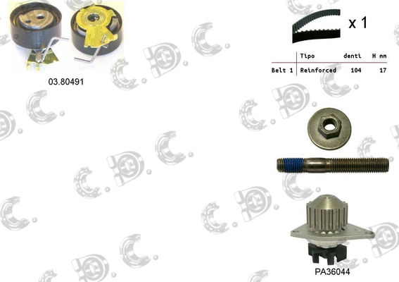 04.5048PA AUTOKIT Водяной насос + комплект зубчатого ремня (фото 1)