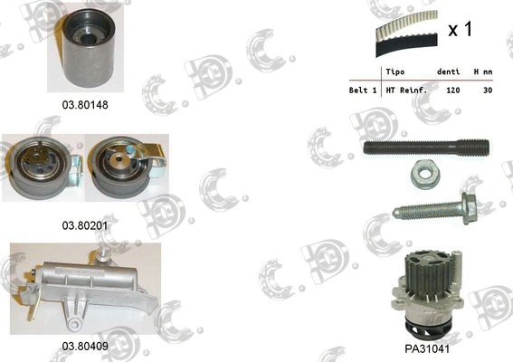 04.5130PA2 AUTOKIT Водяной насос + комплект зубчатого ремня (фото 1)