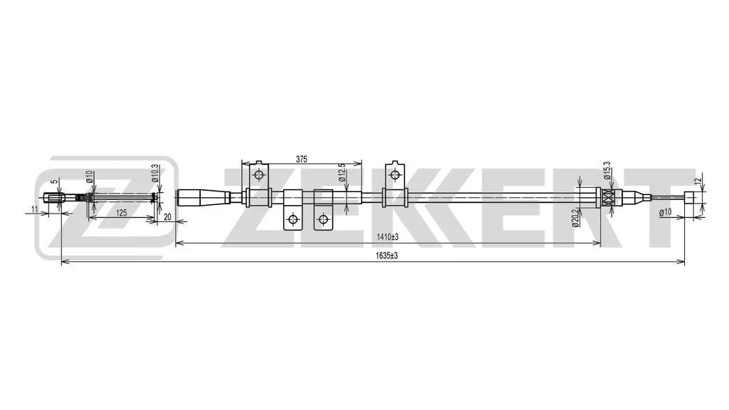 BZ-1038 ZEKKERT Тросик, cтояночный тормоз (фото 1)