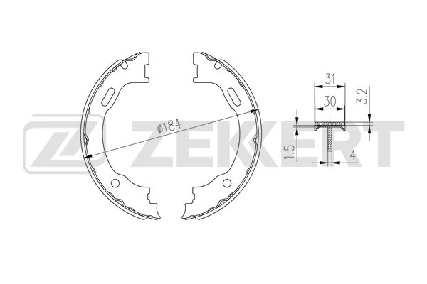 BK-4325 ZEKKERT Комплект тормозных колодок, стояночная тормозная система (фото 1)