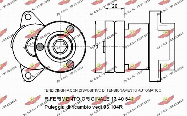 03.104 AUTOKIT Натяжная планка, поликлиновой ремень (фото 2)