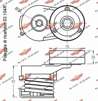 03.80816 AUTOKIT Натяжная планка, поликлиновой ремень (фото 2)