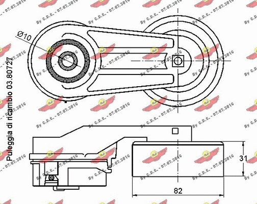 03.81616 AUTOKIT Натяжная планка, поликлиновой ремень (фото 2)