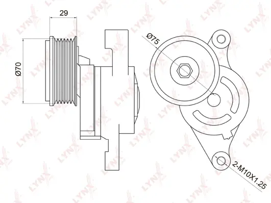 PT-3025 LYNXAUTO Натяжитель ремня, клиновой зубча (фото 1)