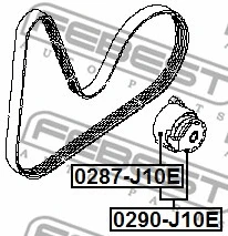 0290-J10E FEBEST Натяжитель ремня, клиновой зубча (фото 2)