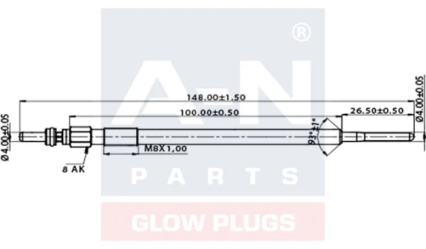 148011 A-N PARTS Свеча накаливания mercedes sprinter-vito-viano 3.0 -3.5 cdi mercedes a clas.b c (фото 1)