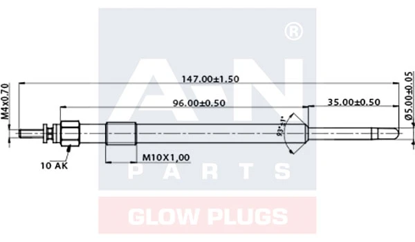 148385 A-N PARTS Свеча накаливания fiat ducato 100 multijet 2.2 d/07.06 - (фото 1)