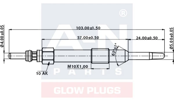 103436 A-N PARTS Свеча накаливания alfa145-147-156-159-166 1.9jtd (фото 1)