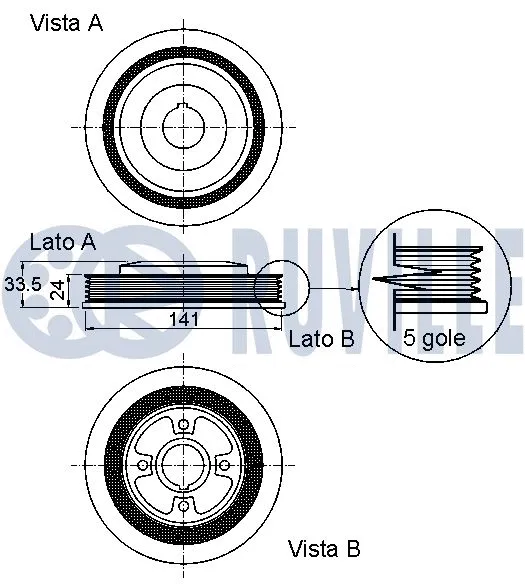 520310 RUVILLE Ременный шкив, коленчатый вал (фото 2)