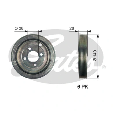 TVD1104 GATES Ременный шкив, коленчатый вал (фото 1)