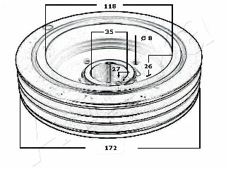 122-05-500 ASHIKA Ременный шкив, коленчатый вал (фото 4)