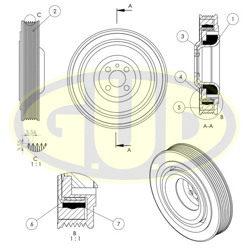 GCP702010 G.U.D Ременный шкив, коленчатый вал (фото 1)