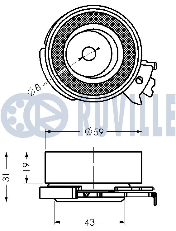 540068 RUVILLE Натяжной ролик, ремень ГРМ (фото 2)