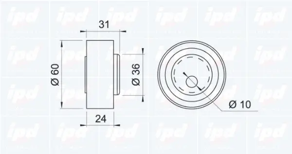 14-0073 IPD Натяжной ролик, ремень ГРМ (фото 2)