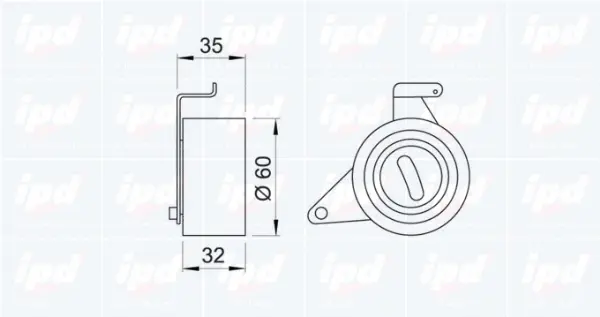 14-0207 IPD Натяжной ролик, ремень ГРМ (фото 2)