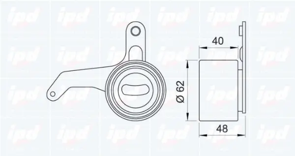 14-0762 IPD Натяжной ролик, ремень ГРМ (фото 2)