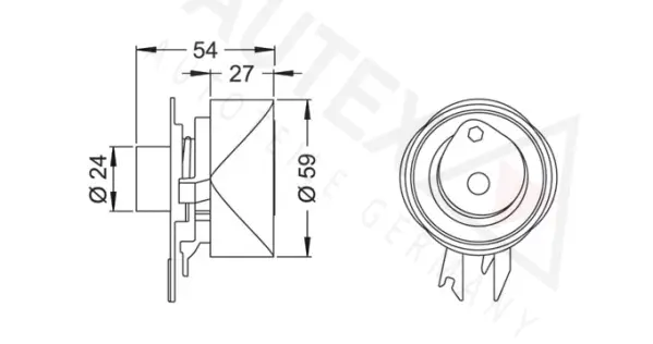641095 AUTEX Натяжной ролик, ремень ГРМ (фото 2)