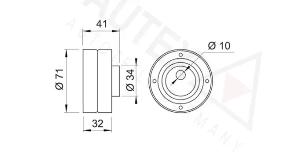 641413 AUTEX Натяжной ролик, ремень ГРМ (фото 2)