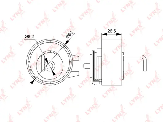 PB-1197 LYNXAUTO Натяжной ролик, ремень ГРМ (фото 1)
