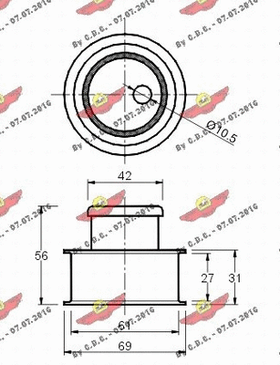 03.022 AUTOKIT Натяжной ролик, ремень ГРМ (фото 2)