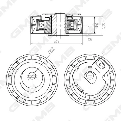 GTB0280 GMB Натяжной ролик, ремень ГРМ (фото 5)