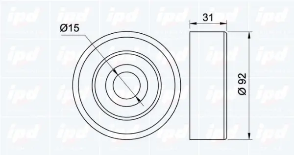 14-0580 IPD Натяжной ролик, поликлиновой ремень (фото 2)