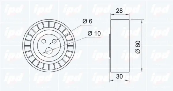 14-0869 IPD Натяжной ролик, поликлиновой ремень (фото 2)