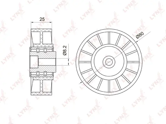 PB-5008 LYNXAUTO Натяжной ролик, поликлиновой ремень (фото 1)