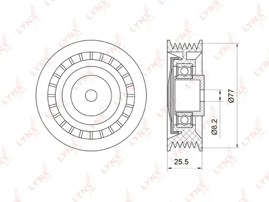 PB-5036 LYNXAUTO Натяжной ролик, поликлиновой ремень (фото 1)